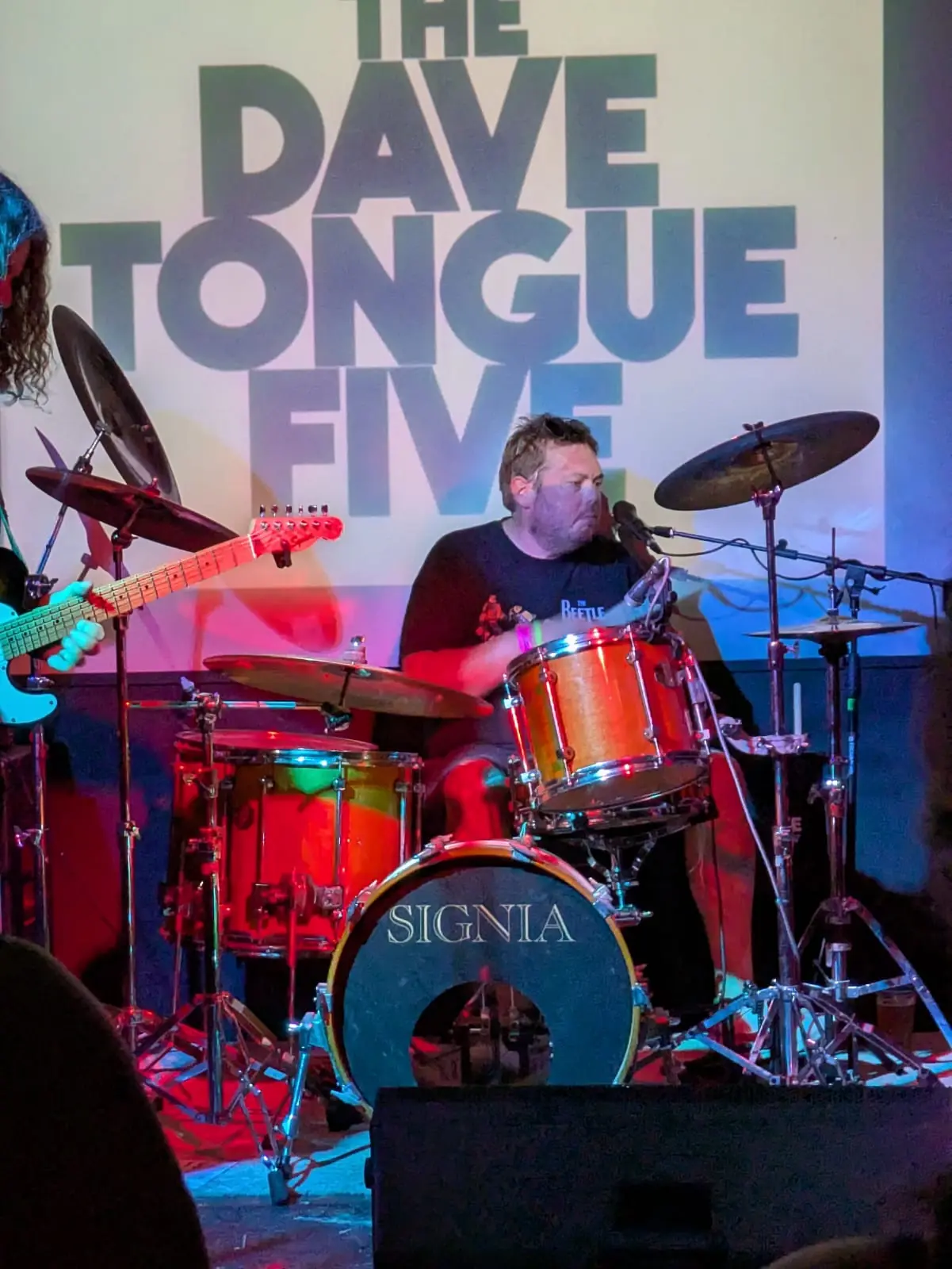 Dave playing drums with the Dave Tongue Five