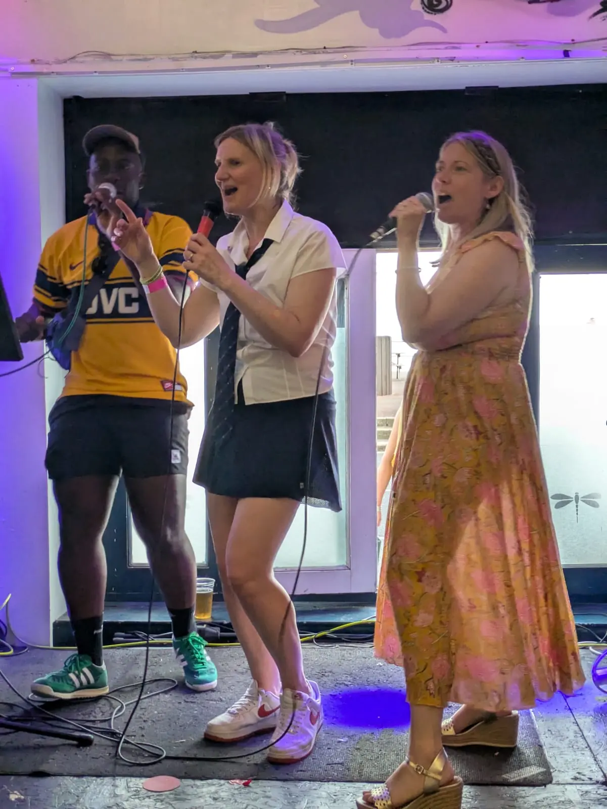 El, Suzie, and Alex singing karaoke